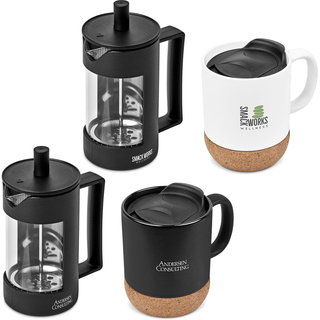 Serendipio Sienna Coffee Set with Cork Base and Lid - Brand your company Logo! Get a quote - Promo Lingo