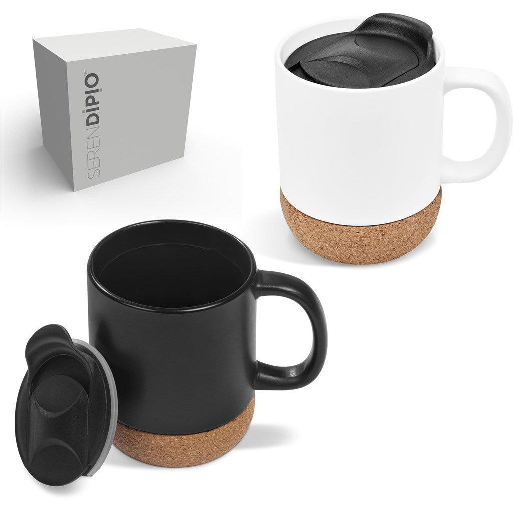 Serendipio Sienna Cork & Ceramic Coffee Mug - 340ml Insulated Design - Brand your company Logo! Get a quote - Promo Lingo