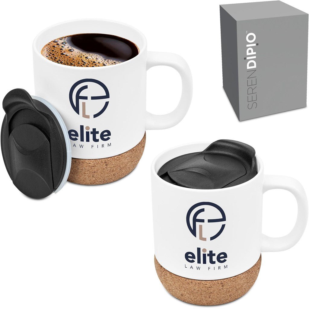 Serendipio Sienna Cork & Ceramic Sublimation Coffee Mug 340ml - Brand your company Logo! Get a quote - Promo Lingo