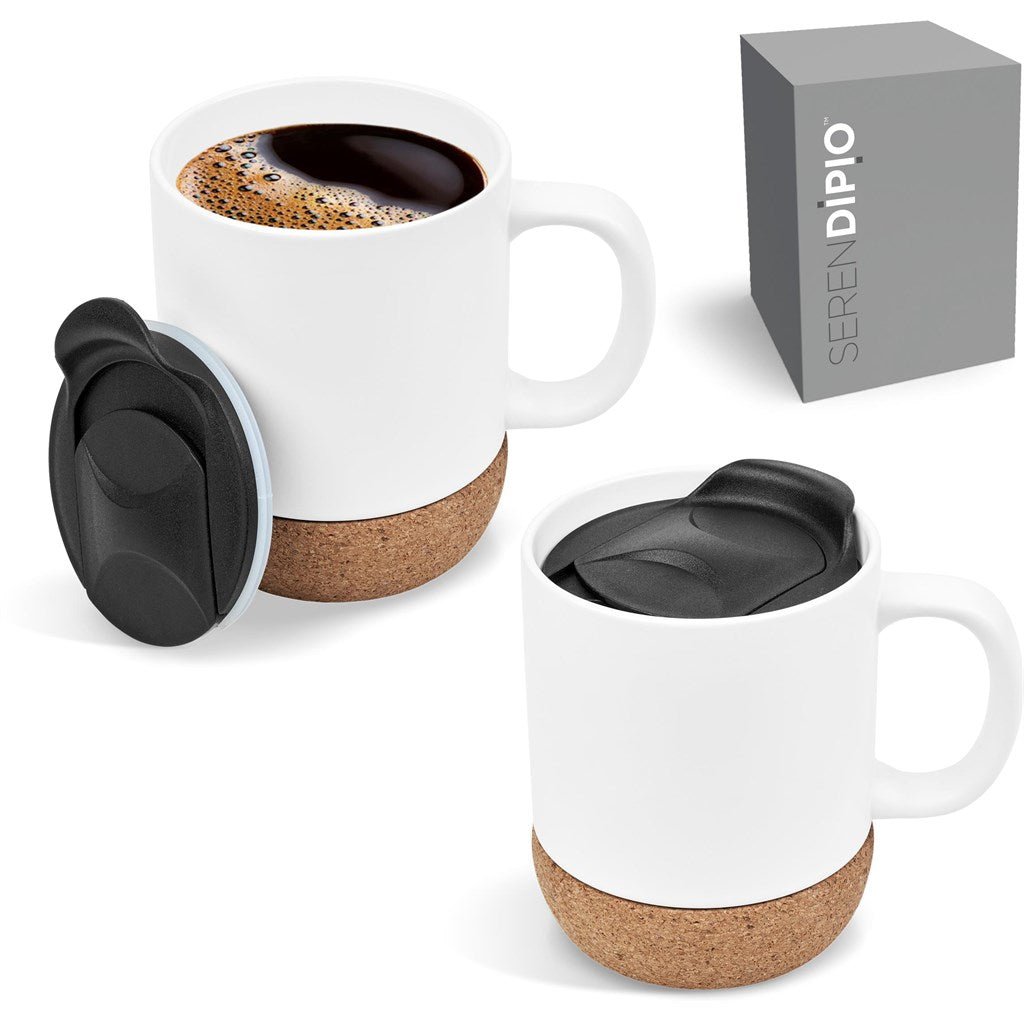 Serendipio Sienna Cork & Ceramic Sublimation Coffee Mug 340ml - Brand your company Logo! Get a quote - Promo Lingo