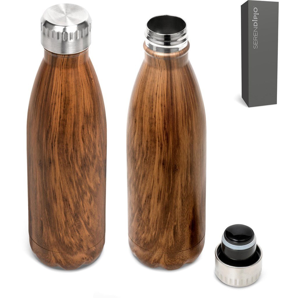 Serendipio Woodbury Stainless Steel Vacuum Water Bottle - 500ml Classic Wood Grain Design - Brand your company Logo! Get a quote - Promo Lingo