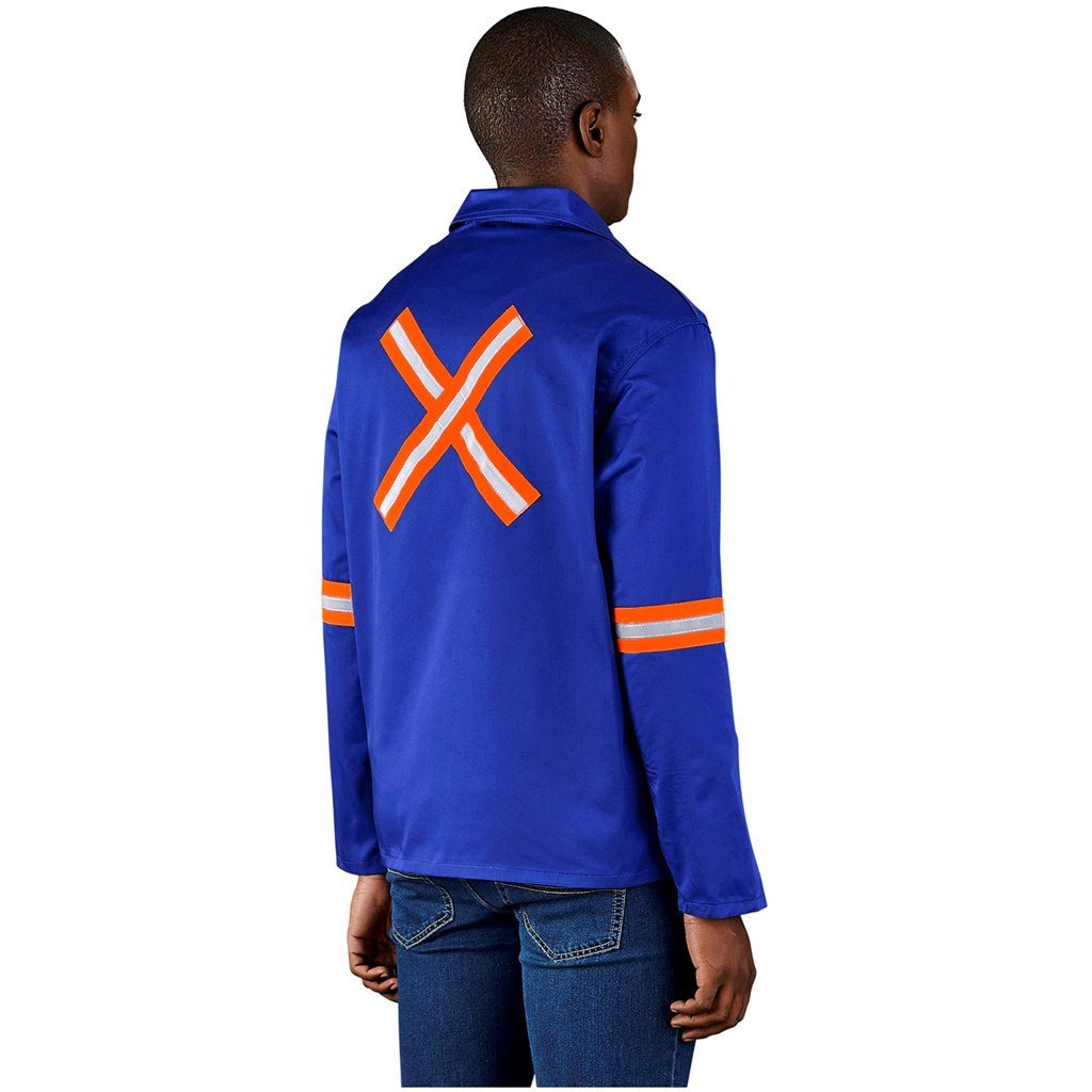 Site Premium Polycotton Jacket - Reflective Arms & Back - Orange Tape - Brand your company Logo! Get a quote - Promo Lingo