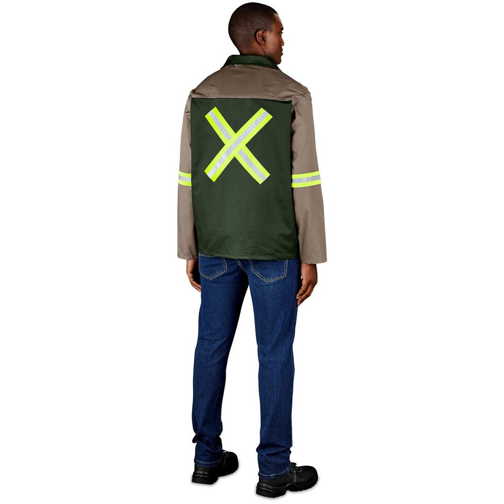 Site Premium Two - Tone Polycotton Jacket - Reflective Arms & Back - Yellow Tape - Brand your company Logo! Get a quote - Promo Lingo