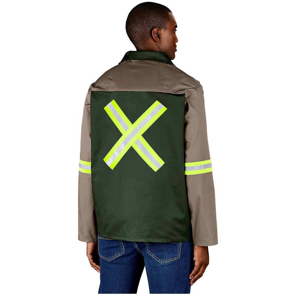 Site Premium Two - Tone Polycotton Jacket - Reflective Arms & Back - Yellow Tape - Brand your company Logo! Get a quote - Promo Lingo