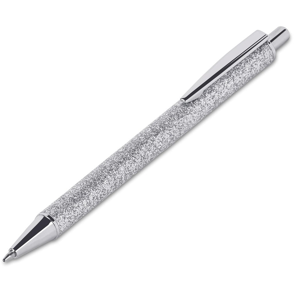 Sparkle Ball Pen In Felt Pouch - Brand your company Logo! Get a quote - Promo Lingo