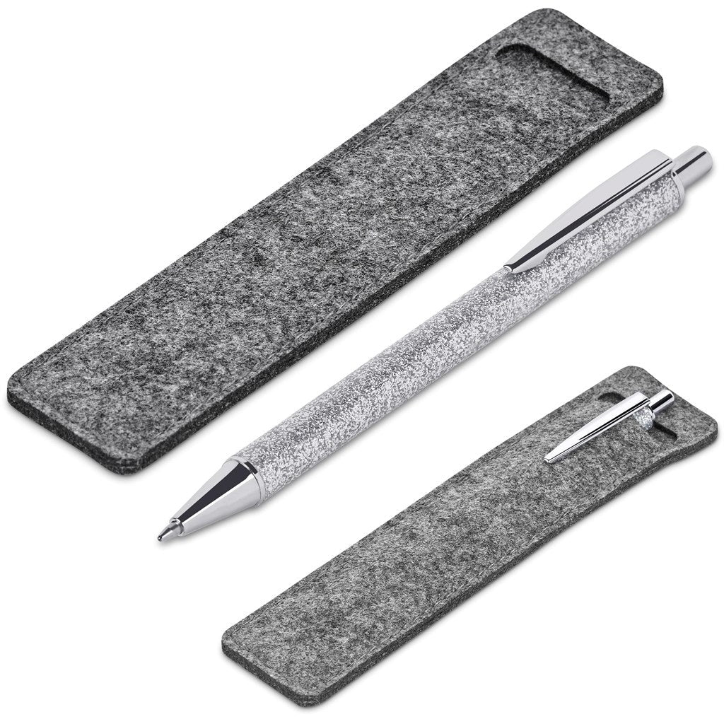 Sparkle Ball Pen In Felt Pouch - Brand your company Logo! Get a quote - Promo Lingo