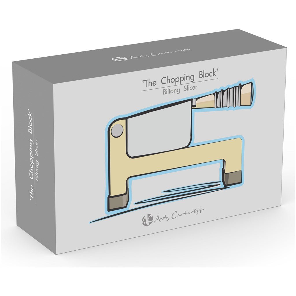 Stylish Andy Cartwright "The Chopping Block" Biltong Slicer - Brand your company Logo! Get a quote - Promo Lingo
