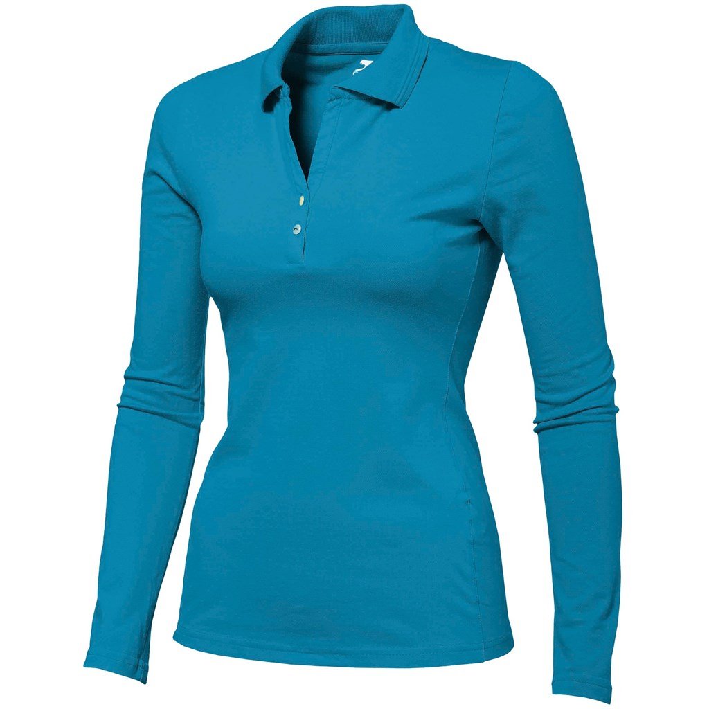 Stylish Ladies Long Sleeve Zenith Golf Shirt - Aqua - Brand your company Logo! Get a quote - Promo Lingo