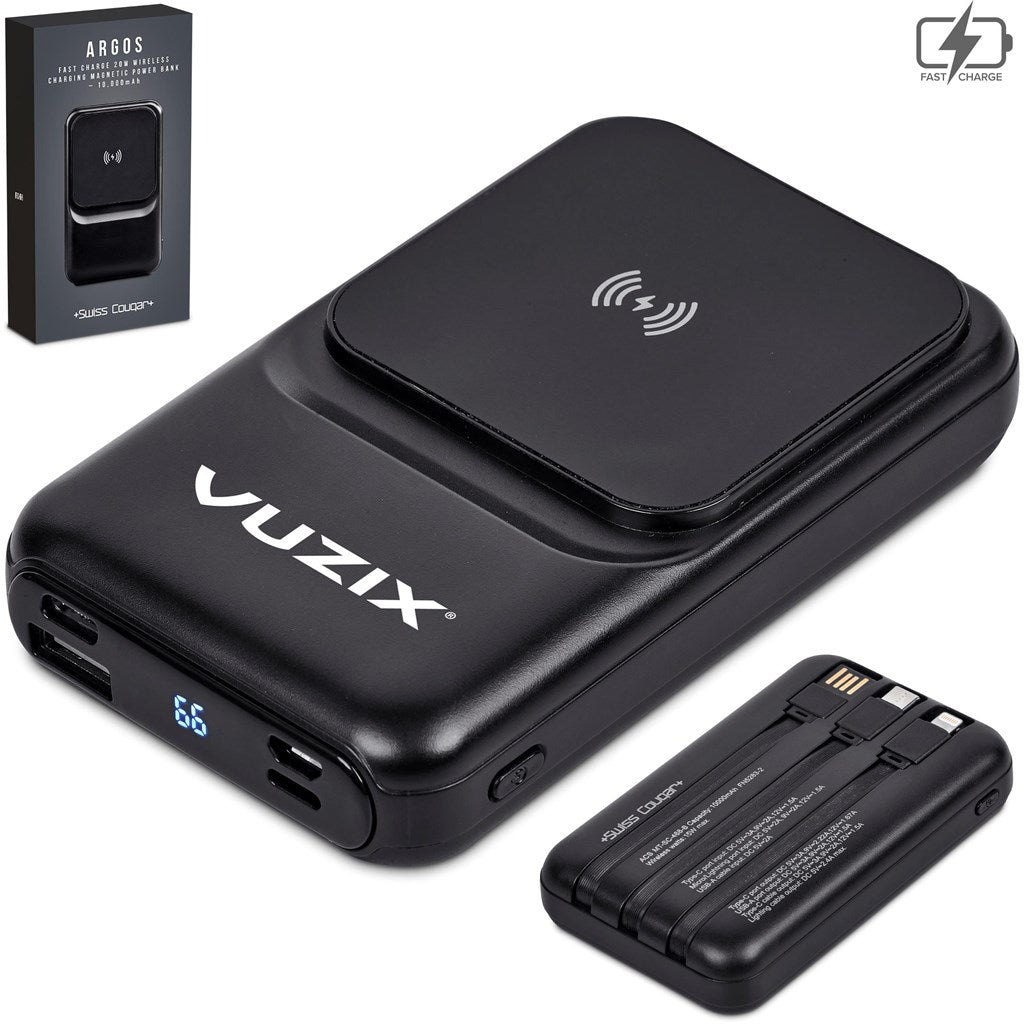 Swiss Cougar Argos Fast Charge 20W Wireless Charging Magnetic Power Bank - 10000mAh - Brand your company Logo! Get a quote - Promo Lingo