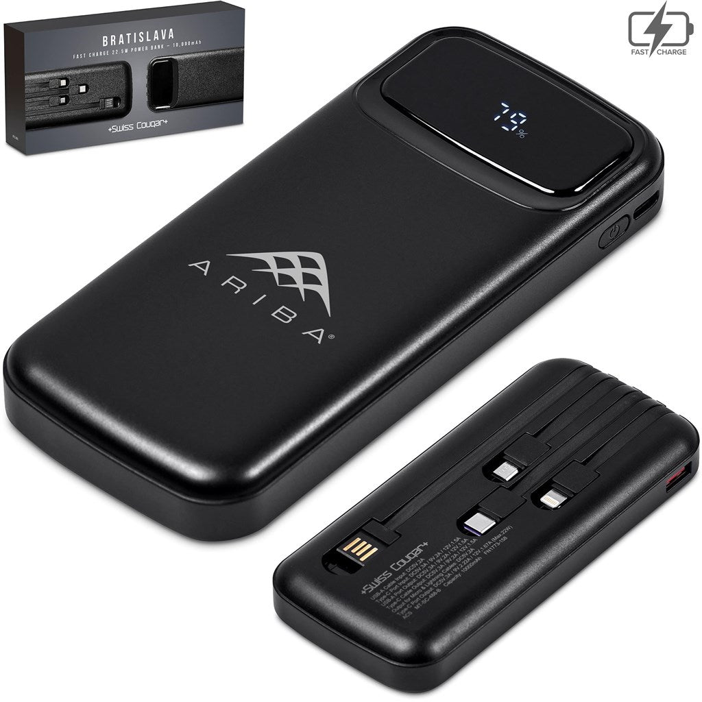 Swiss Cougar Bratislava Fast Charge 22.5W Power Bank - 10,000mAh - Brand your company Logo! Get a quote - Promo Lingo