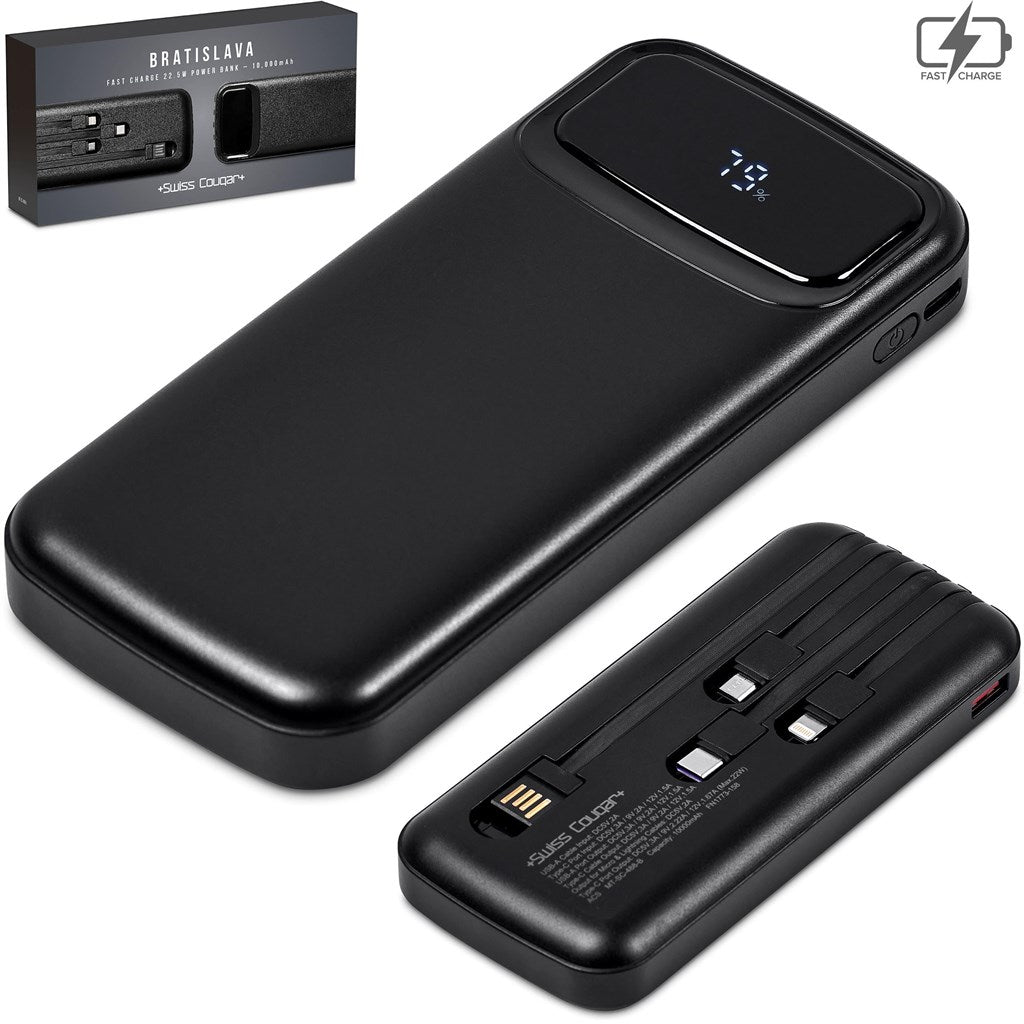 Swiss Cougar Bratislava Fast Charge 22.5W Power Bank - 10,000mAh - Brand your company Logo! Get a quote - Promo Lingo
