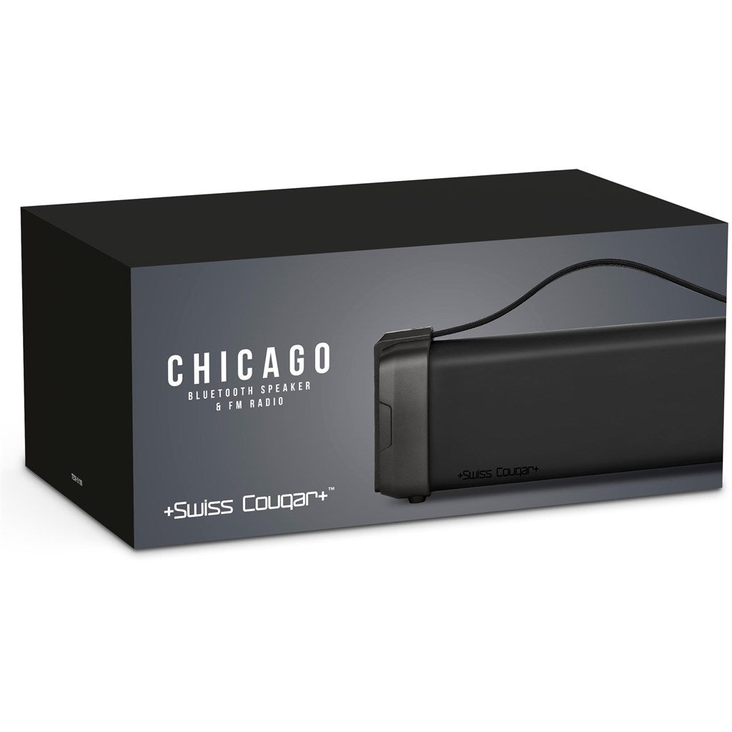 Swiss Cougar Chicago Bluetooth Speaker & FM Radio - Brand your company Logo! Get a quote - Promo Lingo