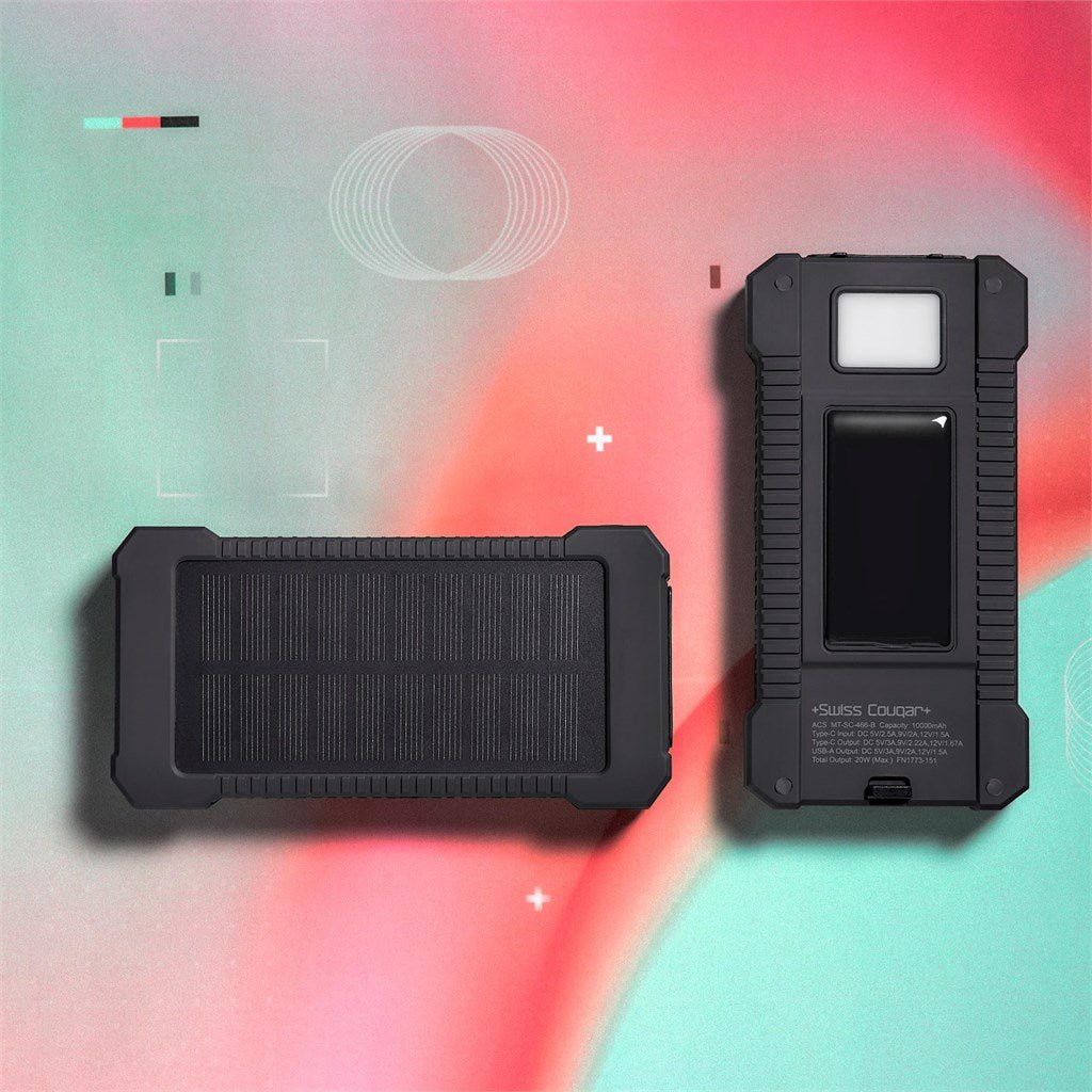 Swiss Cougar Durban Fast Charge 20W Solar Power Bank - 10000mAh - Brand your company Logo! Get a quote - Promo Lingo