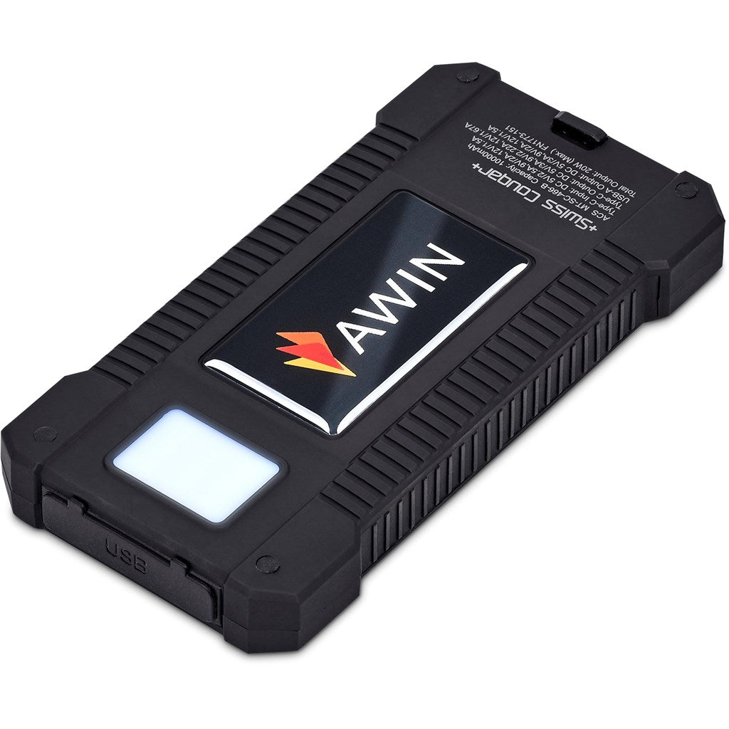 Swiss Cougar Durban Fast Charge 20W Solar Power Bank - 10000mAh - Brand your company Logo! Get a quote - Promo Lingo