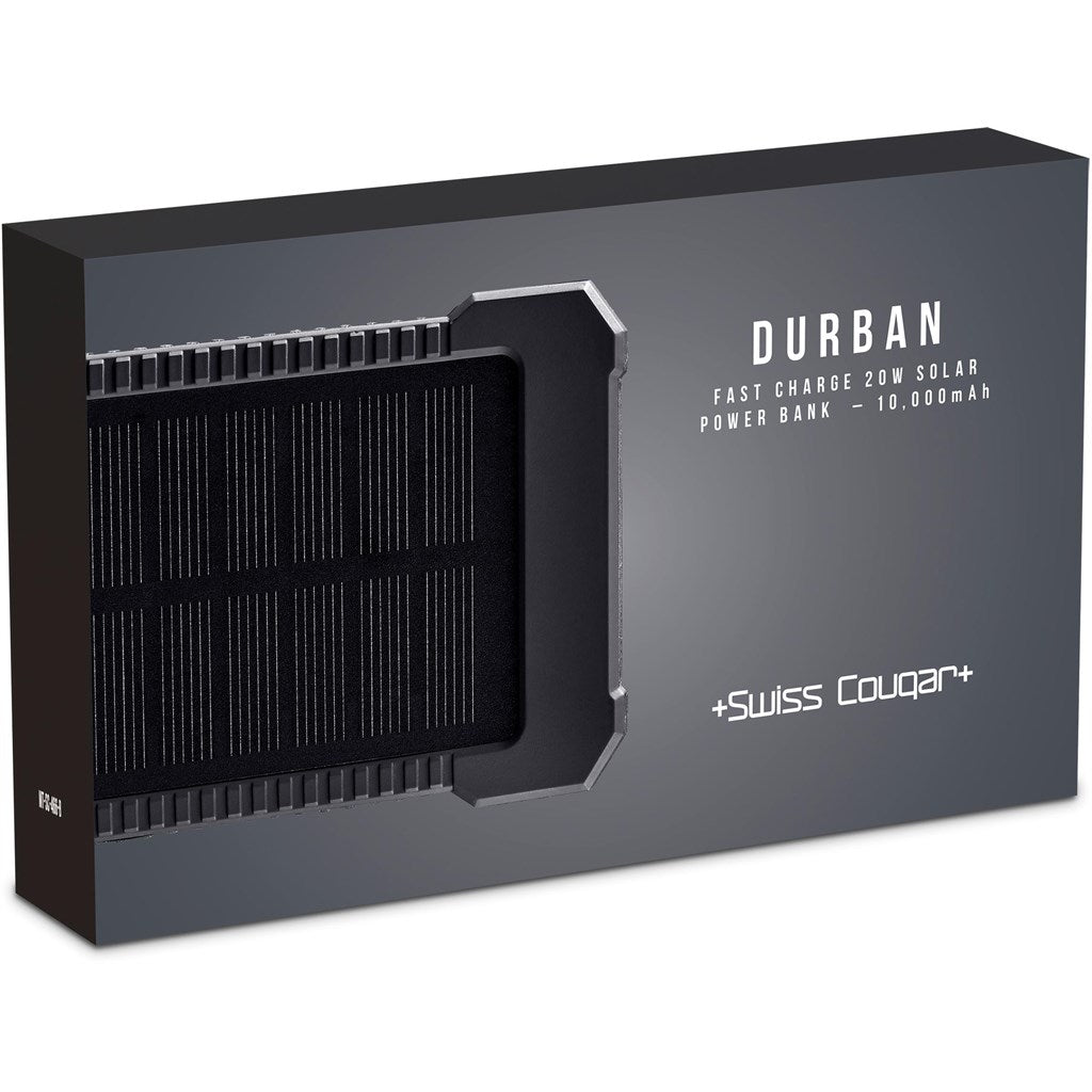 Swiss Cougar Durban Fast Charge 20W Solar Power Bank - 10000mAh - Brand your company Logo! Get a quote - Promo Lingo
