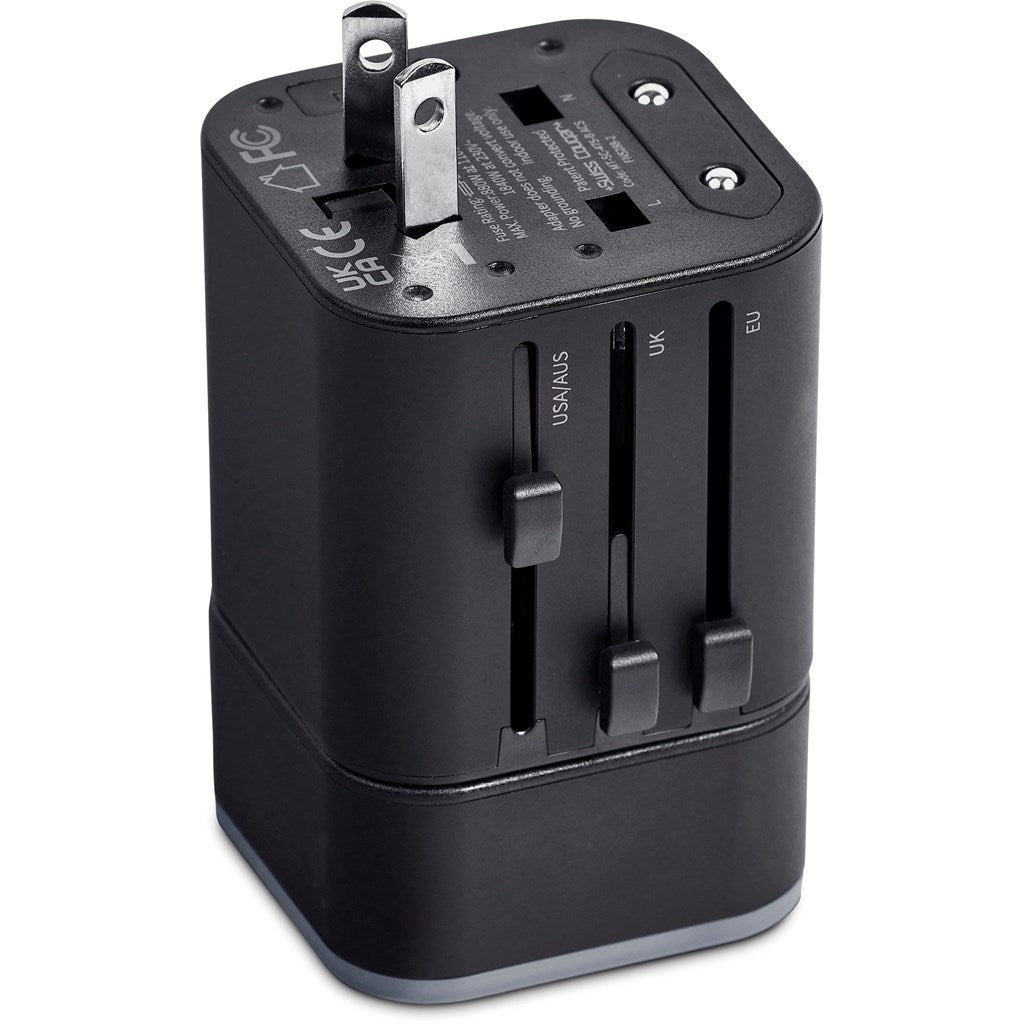 Swiss Cougar Frankfurt World Travel Adaptor - Brand your company Logo! Get a quote - Promo Lingo