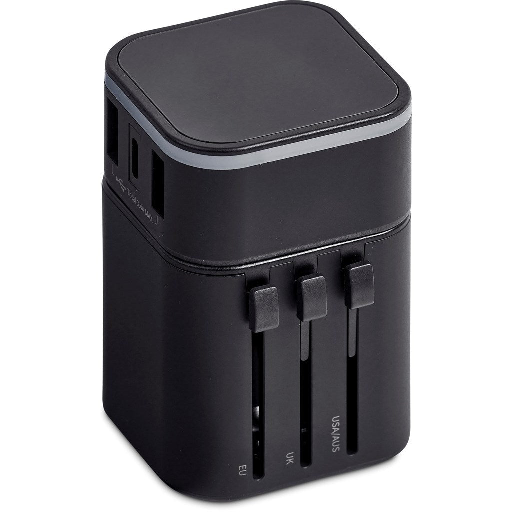 Swiss Cougar Frankfurt World Travel Adaptor - Brand your company Logo! Get a quote - Promo Lingo