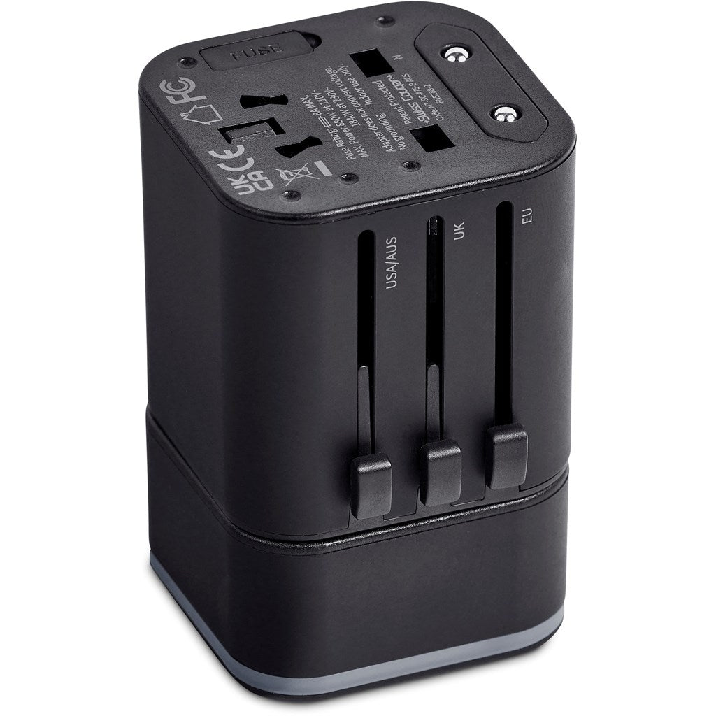 Swiss Cougar Frankfurt World Travel Adaptor - Brand your company Logo! Get a quote - Promo Lingo