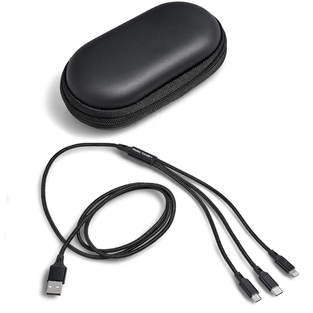 Swiss Cougar Helsinki Tri - Cable in EVA Case for Versatile Charging - Brand your company Logo! Get a quote - Promo Lingo