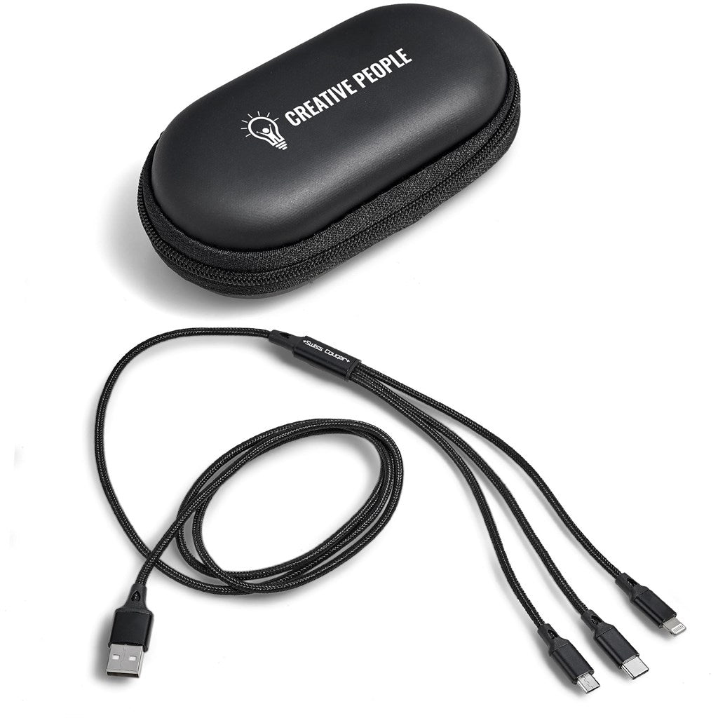 Swiss Cougar Helsinki Tri - Cable in EVA Case for Versatile Charging - Brand your company Logo! Get a quote - Promo Lingo