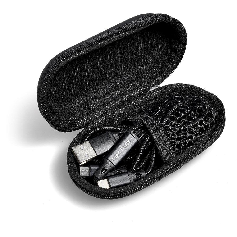 Swiss Cougar Helsinki Tri - Cable in EVA Case for Versatile Charging - Brand your company Logo! Get a quote - Promo Lingo