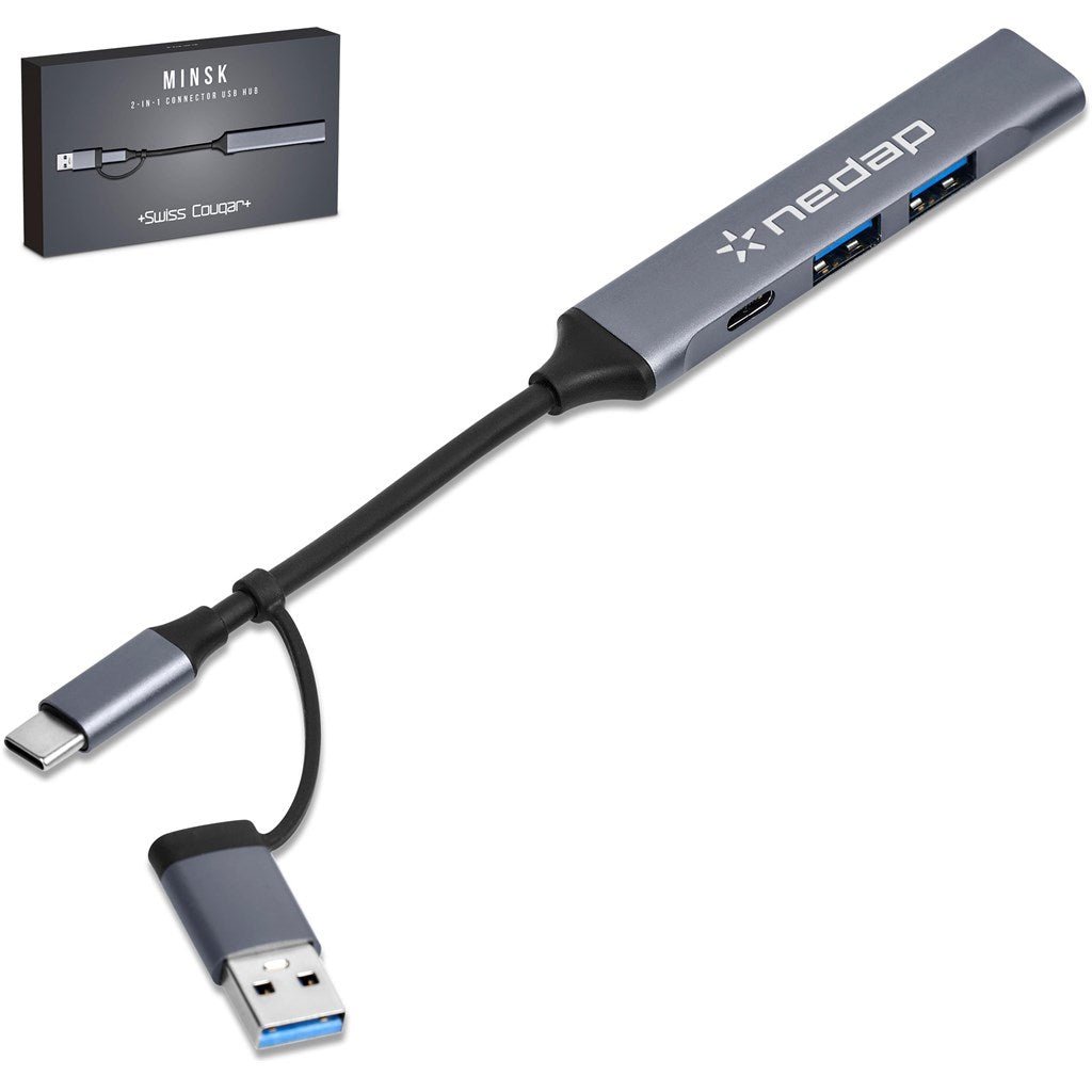 Swiss Cougar Minsk 2 - in - 1 Connector USB Hub - Brand your company Logo! Get a quote - Promo Lingo