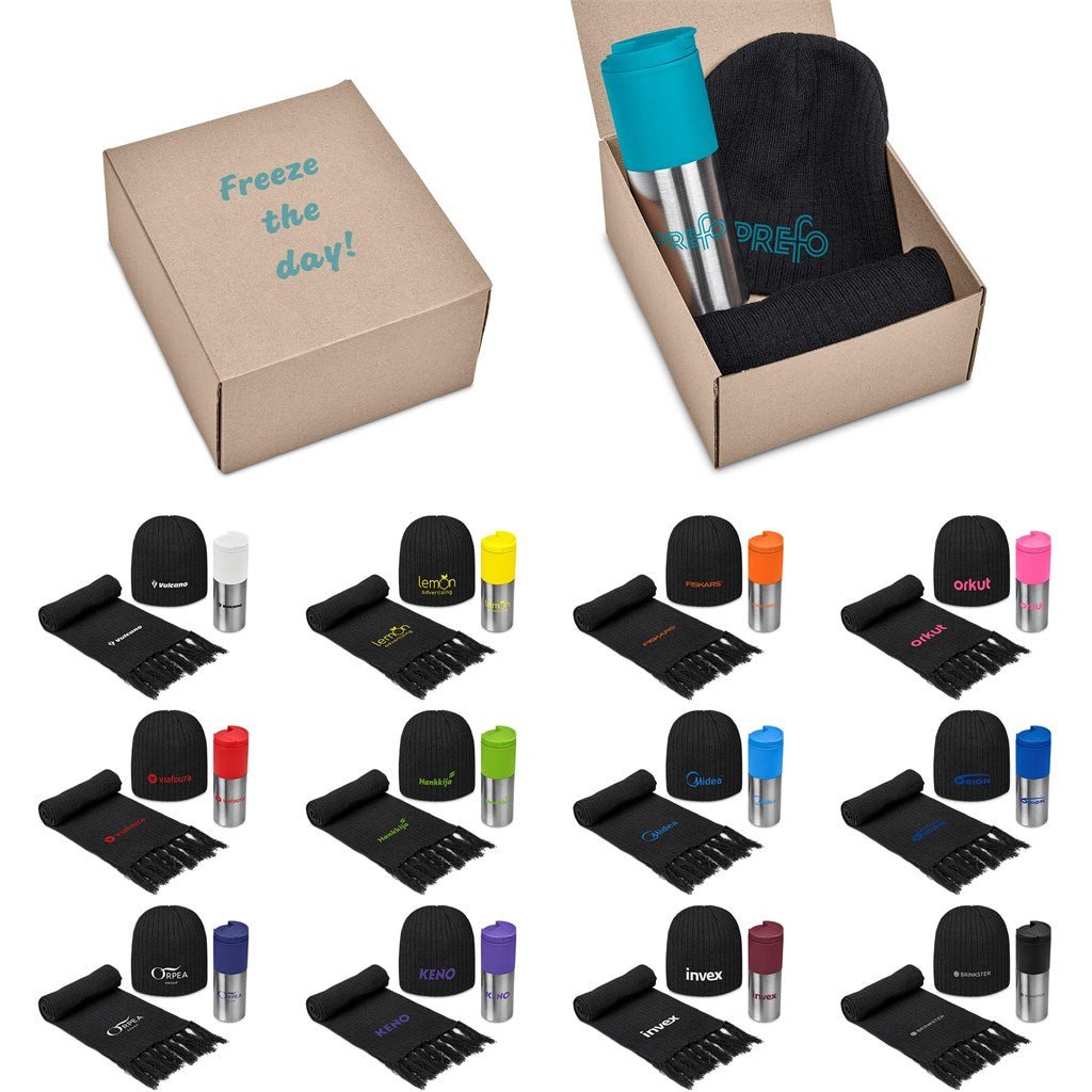 Typhoon Winter Gift Set: Warm Beanie, Scarf, and Tumbler - Brand your company Logo! Get a quote - Promo Lingo