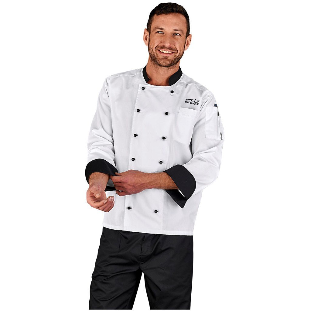 Unisex Long Sleeve Toulon Chef Jacket - Brand your company Logo! Get a quote - Promo Lingo