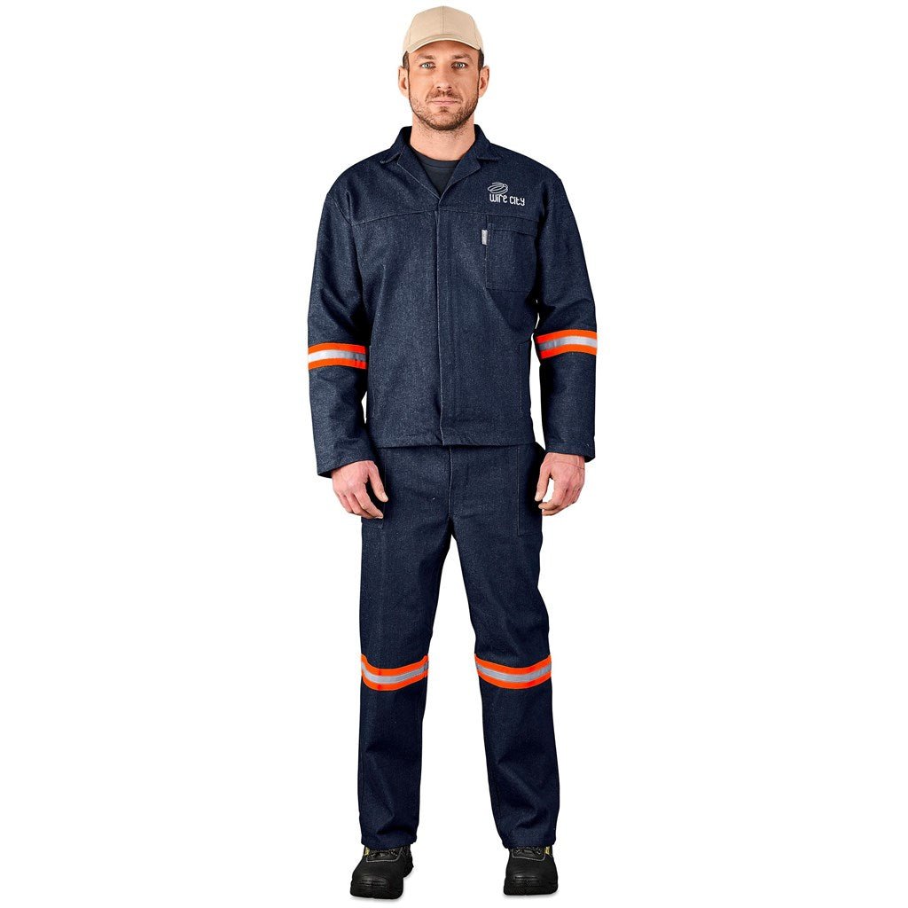 Vintage 100% Cotton Denim Conti Suit - Reflective Arms & Legs - Orange Tape - Brand your company Logo! Get a quote - Promo Lingo