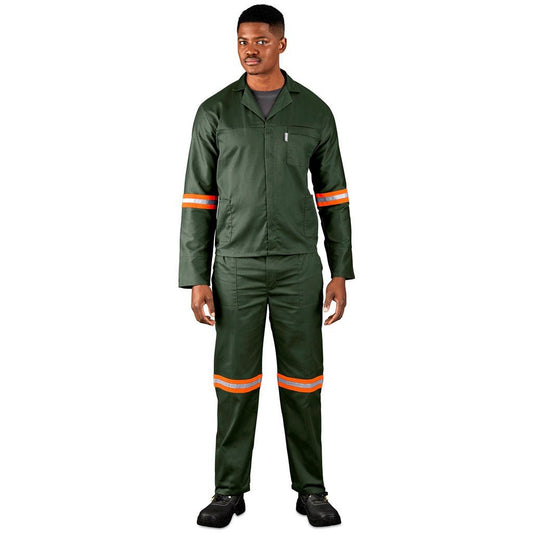 Acid Resistant Polycotton Conti Suit - Reflective Arm, Legs & Back - Orange Tape - Brand your company Logo! Get a quote - Promo Lingo
