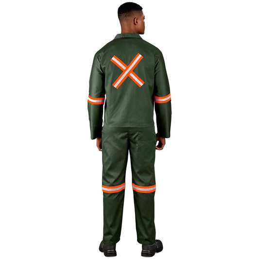 Acid Resistant Polycotton Conti Suit - Reflective Arm, Legs & Back - Orange Tape - Brand your company Logo! Get a quote - Promo Lingo
