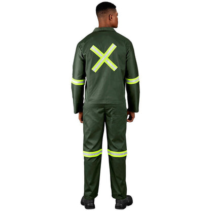 Acid Resistant Polycotton Conti Suit - Reflective Arm, Legs & Back - Yellow Tape - Brand your company Logo! Get a quote - Promo Lingo