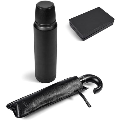 Alex Varga Crixus Gift Set - Elegant Flask and Umbrella - Brand your company Logo! Get a quote - Promo Lingo
