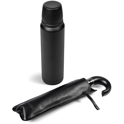 Alex Varga Crixus Gift Set - Elegant Flask and Umbrella - Brand your company Logo! Get a quote - Promo Lingo