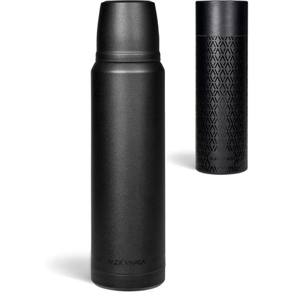 Alex Varga Valhalla Stainless Steel Vacuum Flask – 1 Litre Elegant Design for Hot or Cold Beverages - Brand your company Logo! Get a quote - Promo Lingo