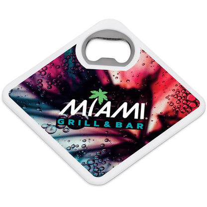 Altitude Sela Recycled Plastic Bottle Opener Coaster - Brand your company Logo! Get a quote - Promo Lingo
