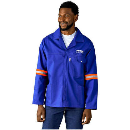Artisan Premium 100% Cotton Jacket - Reflective Arms & Back - Orange Tape - Brand your company Logo! Get a quote - Promo Lingo