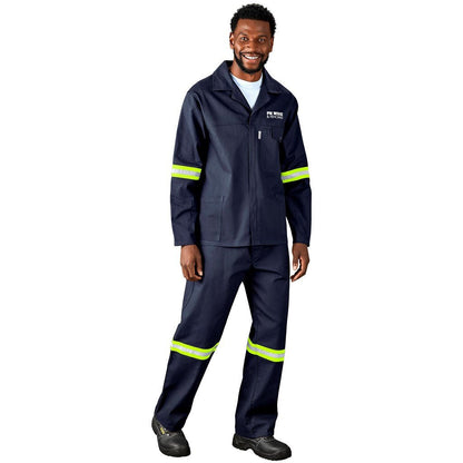 Artisan Premium 100% Cotton Jacket - Reflective Arms & Back - Yellow Tape - Brand your company Logo! Get a quote - Promo Lingo
