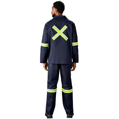 Artisan Premium 100% Cotton Jacket - Reflective Arms & Back - Yellow Tape - Brand your company Logo! Get a quote - Promo Lingo