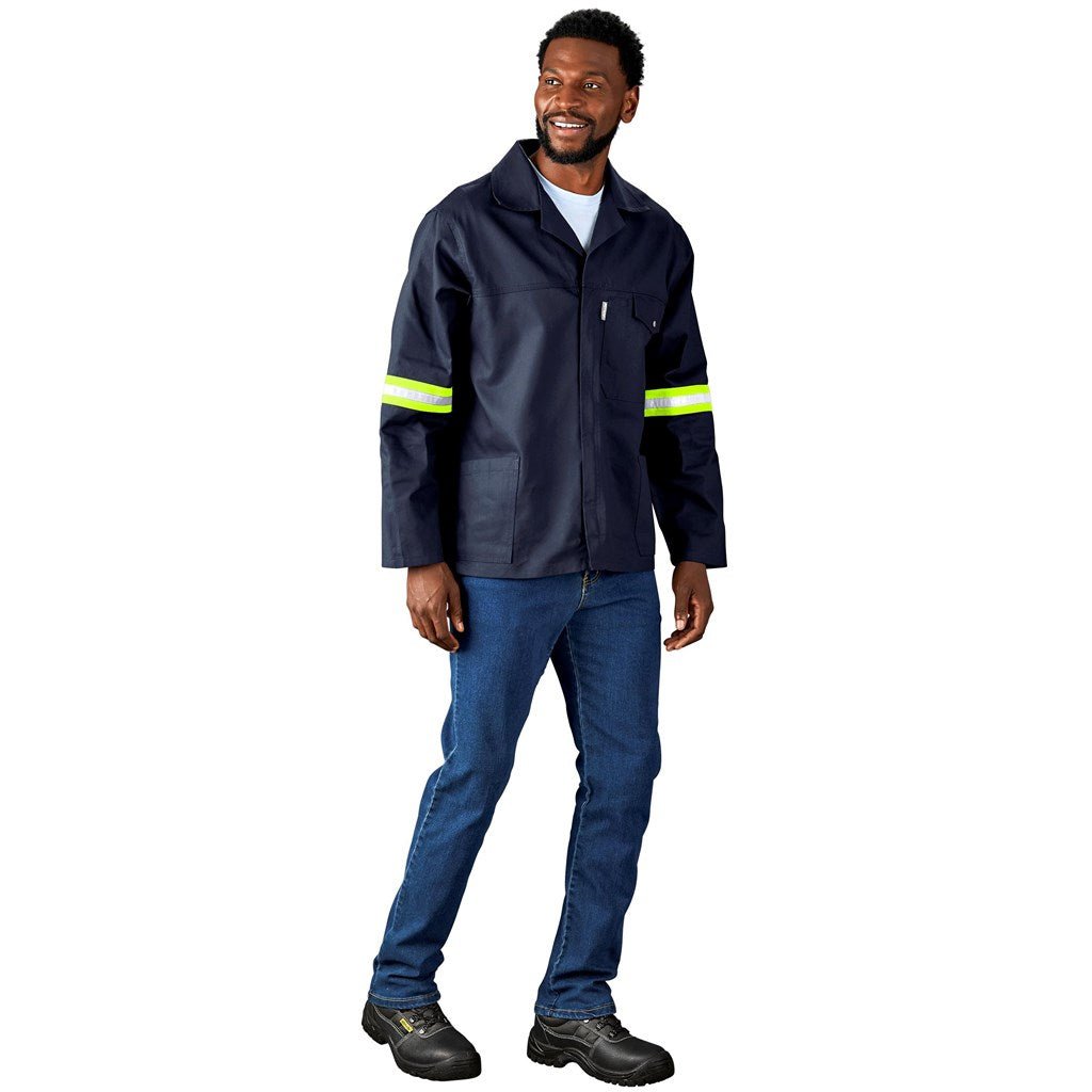 Artisan Premium 100% Cotton Jacket - Reflective Arms - Yellow Tape - Brand your company Logo! Get a quote - Promo Lingo