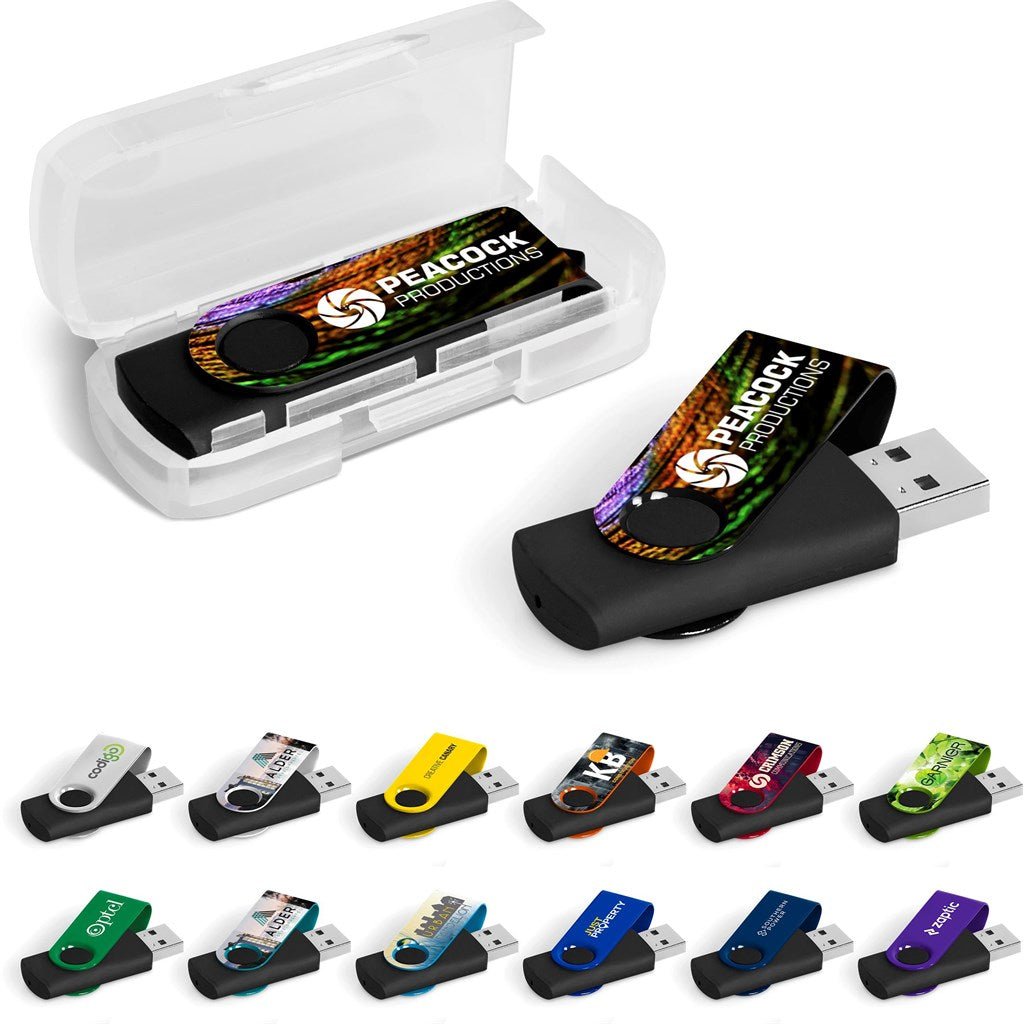 Axis Gyro Black Flash Drive - 32GB - Brand your company Logo! Get a quote - Promo Lingo