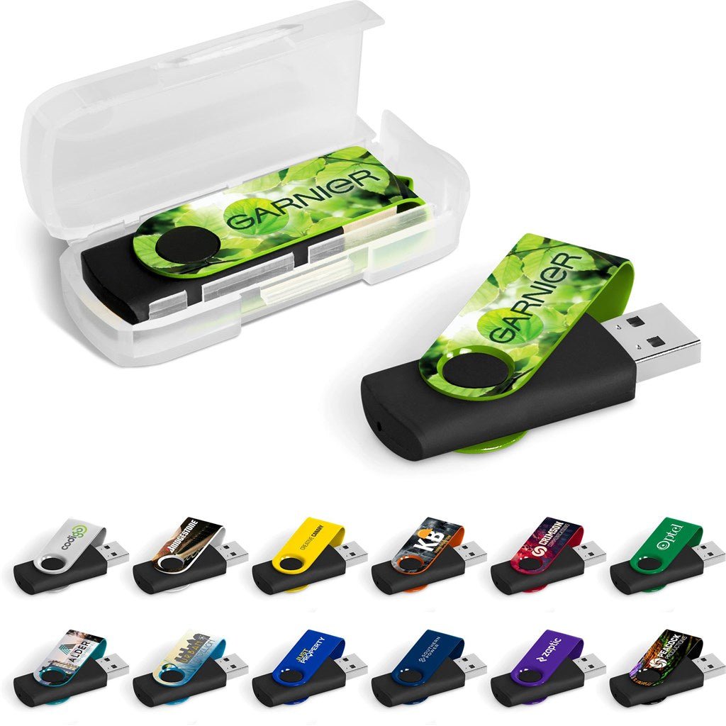 Axis Gyro Black Flash Drive - 4GB - Brand your company Logo! Get a quote - Promo Lingo