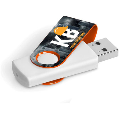 Axis Gyro White Flash Drive - 4GB - Brand your company Logo! Get a quote - Promo Lingo