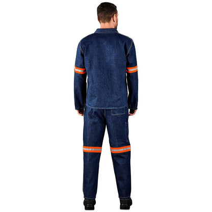 Cast Premium 100% Cotton Denim Jacket - Reflective Arms - Orange Tape - Brand your company Logo! Get a quote - Promo Lingo