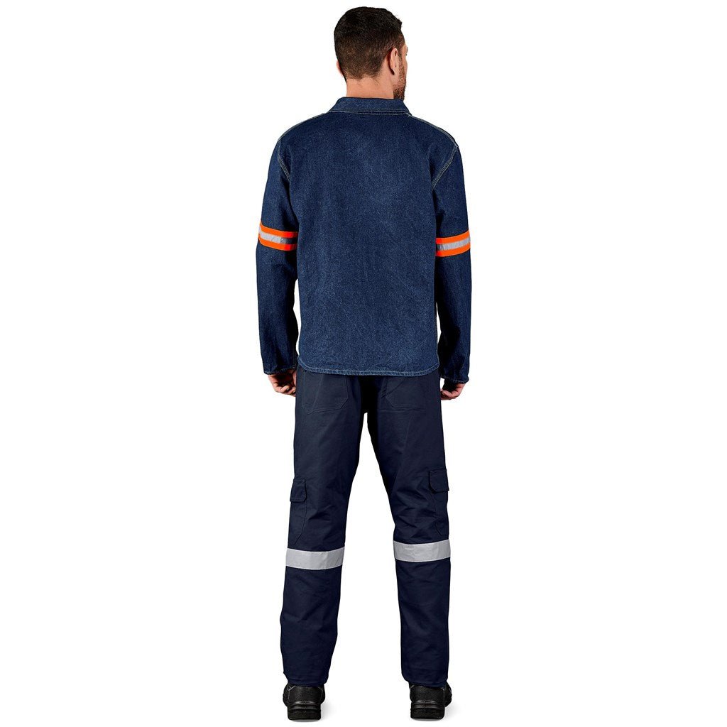 Cast Premium 100% Cotton Denim Jacket - Reflective Arms - Orange Tape - Brand your company Logo! Get a quote - Promo Lingo