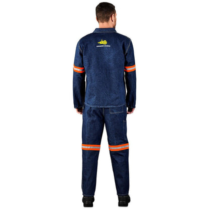 Cast Premium 100% Cotton Denim Jacket - Reflective Arms - Orange Tape - Brand your company Logo! Get a quote - Promo Lingo