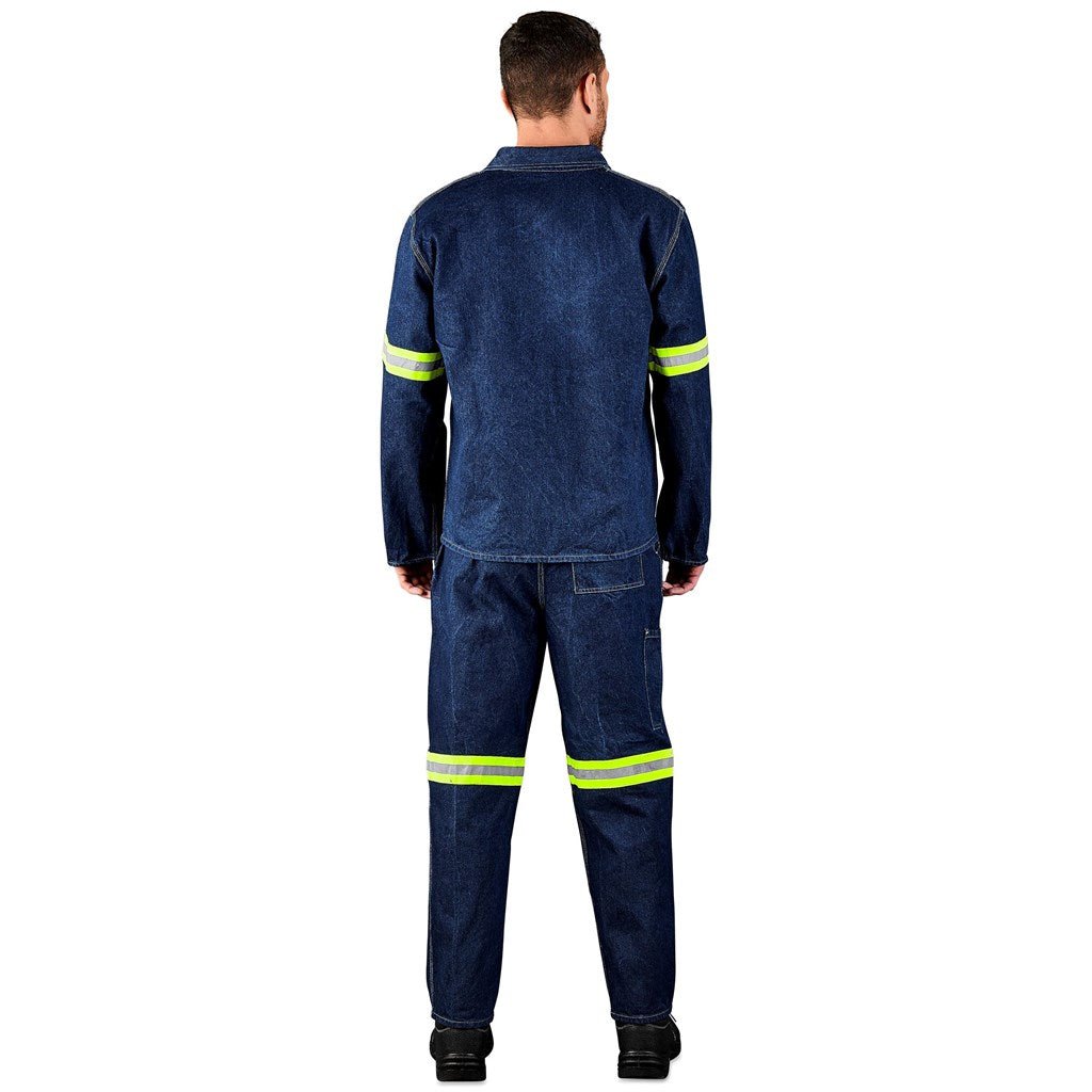 Cast Premium 100% Cotton Denim Jacket - Reflective Arms - Yellow Tape - Brand your company Logo! Get a quote - Promo Lingo