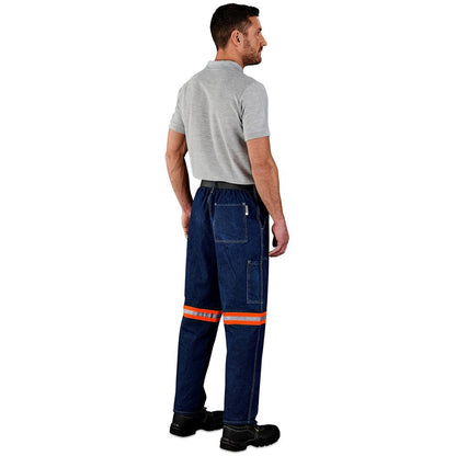Cast Premium 100% Cotton Denim Pants - Reflective Legs - Orange Tape - Brand your company Logo! Get a quote - Promo Lingo