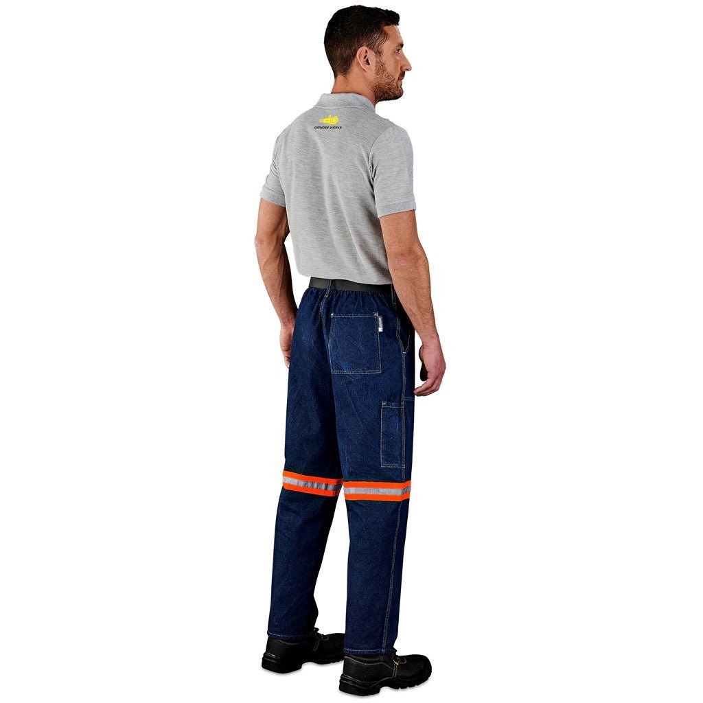 Cast Premium 100% Cotton Denim Pants - Reflective Legs - Orange Tape - Brand your company Logo! Get a quote - Promo Lingo