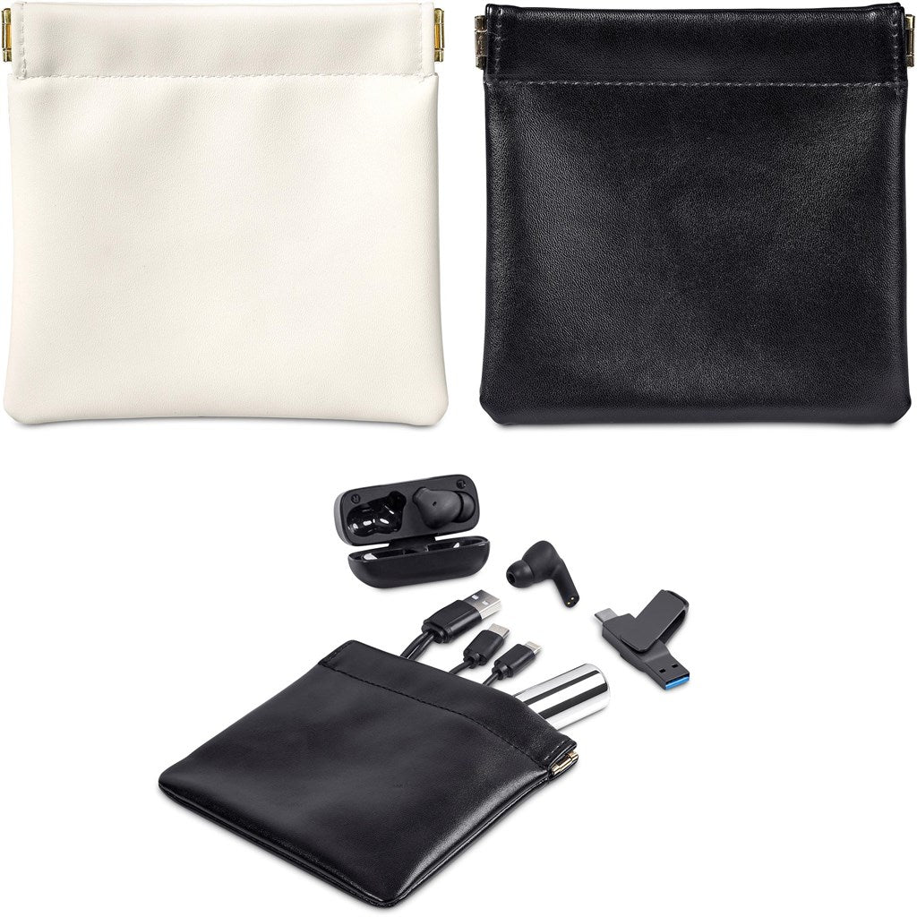 Chic Eva & Elm Plush PU Tech & Accessory Pouch for Essentials - Brand your company Logo! Get a quote - Promo Lingo